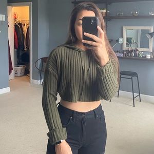 Windsor Cropped Knit Hoodie
